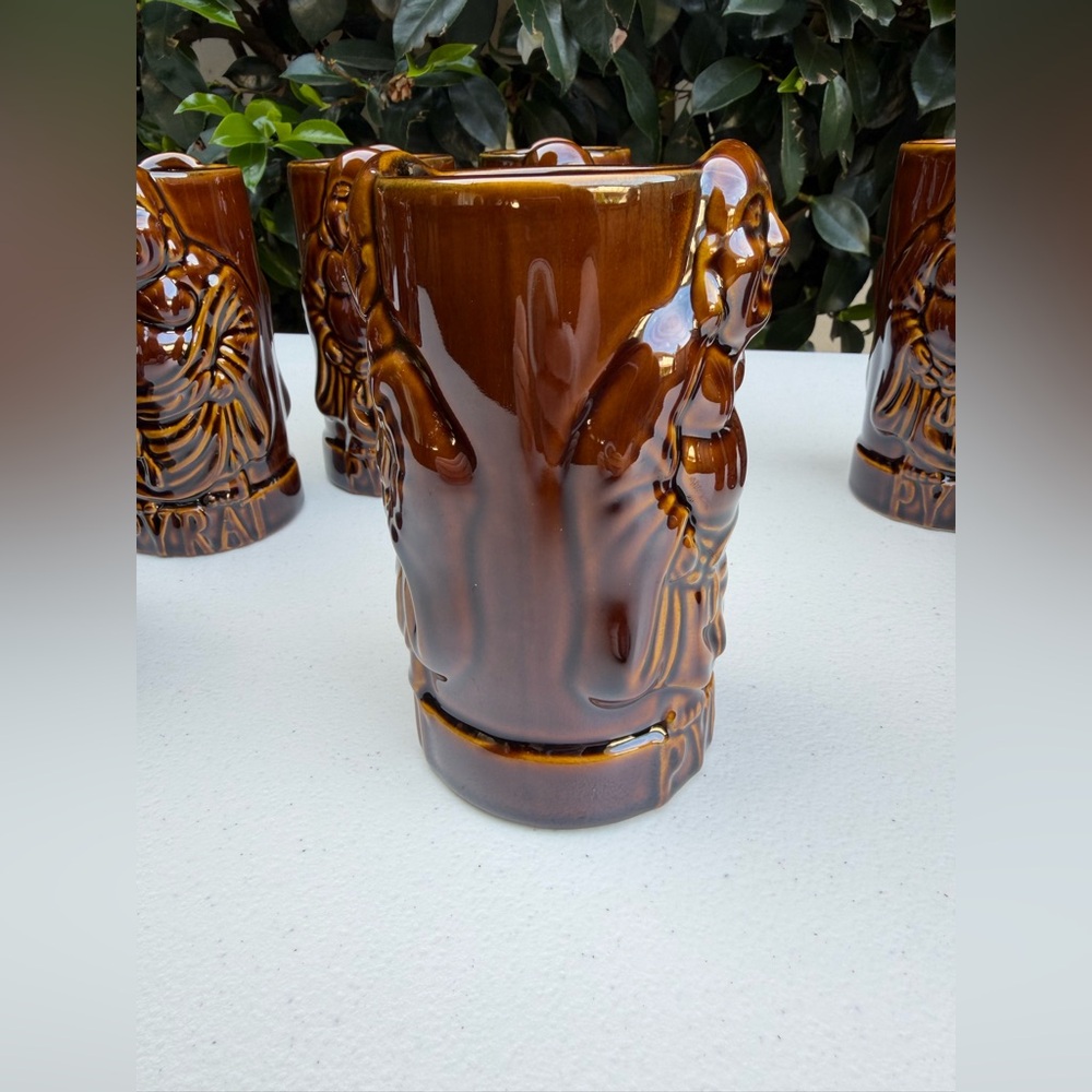 Pyrat Rum Buddha Tiki Mug Set of 8 Ceramic Tumblers 5.5” Excellent Condition - Picture 3 of 7